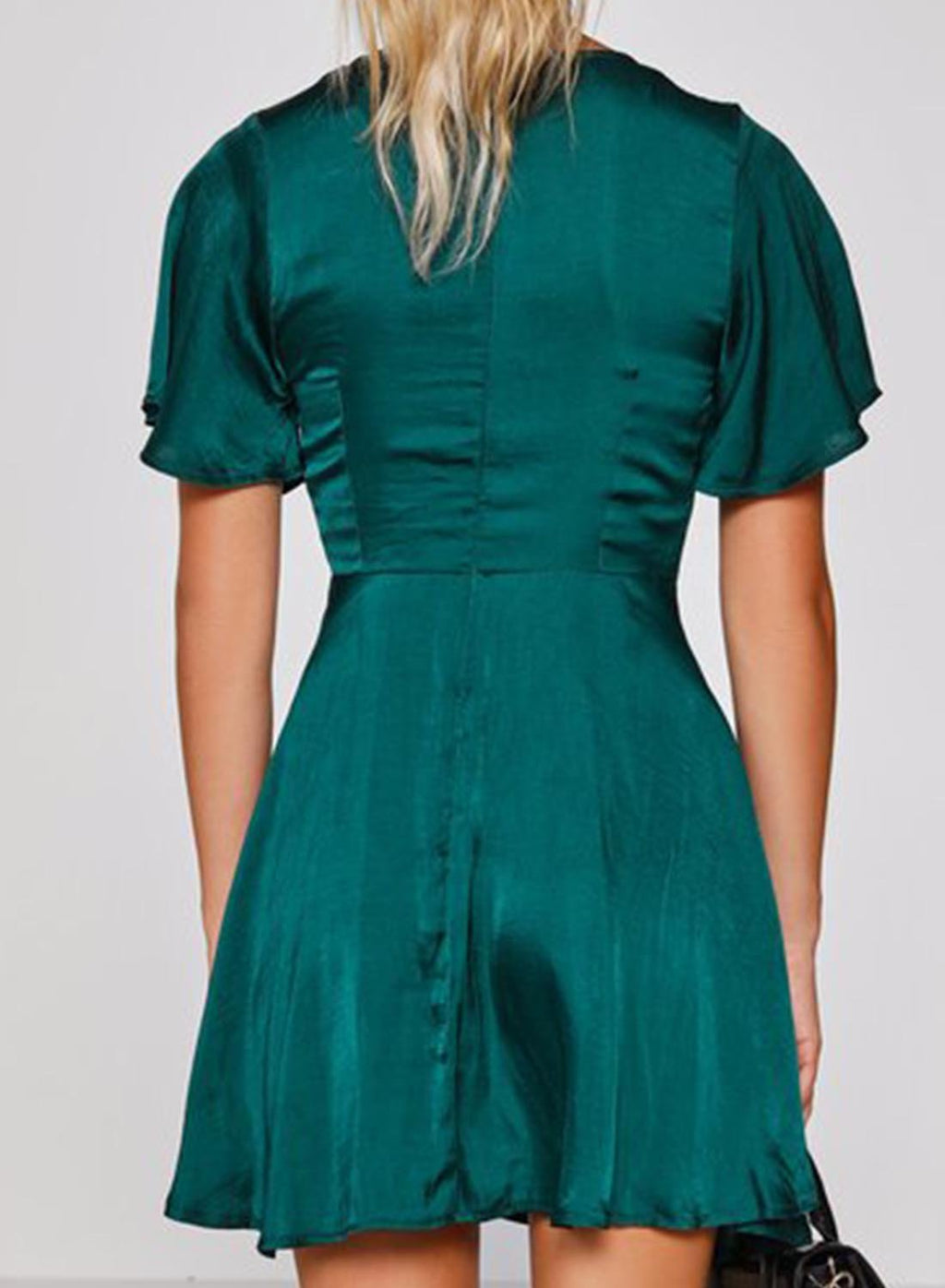 Women's Mini Dress Solid Satin Knot Front Dress